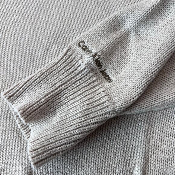 Calvin Klein Vintage Cotton Knit Beige Sweater women’s size medium Pockets - Picture 4 of 6